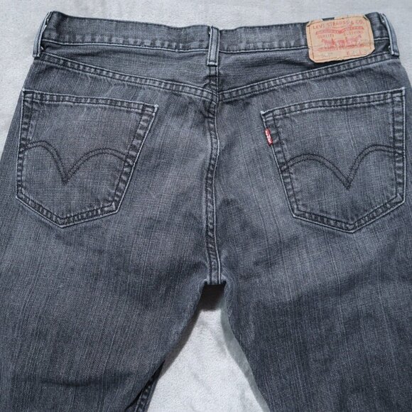 Levis 505 Jeans Mens 34x30 Black Straight Fit Whiskering Preppy Edgy Goth 36x30 - Picture 3 of 16